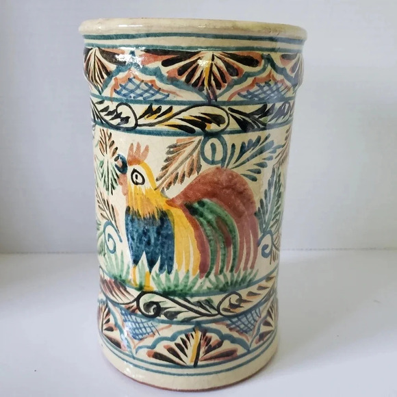 Casal Mexican Crackle Pottery Handpainted Vase/Utensil Holder  . - Picture 3 of 7